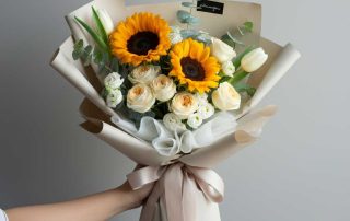 Graduation Bouquet with Sunflowers and White Roses